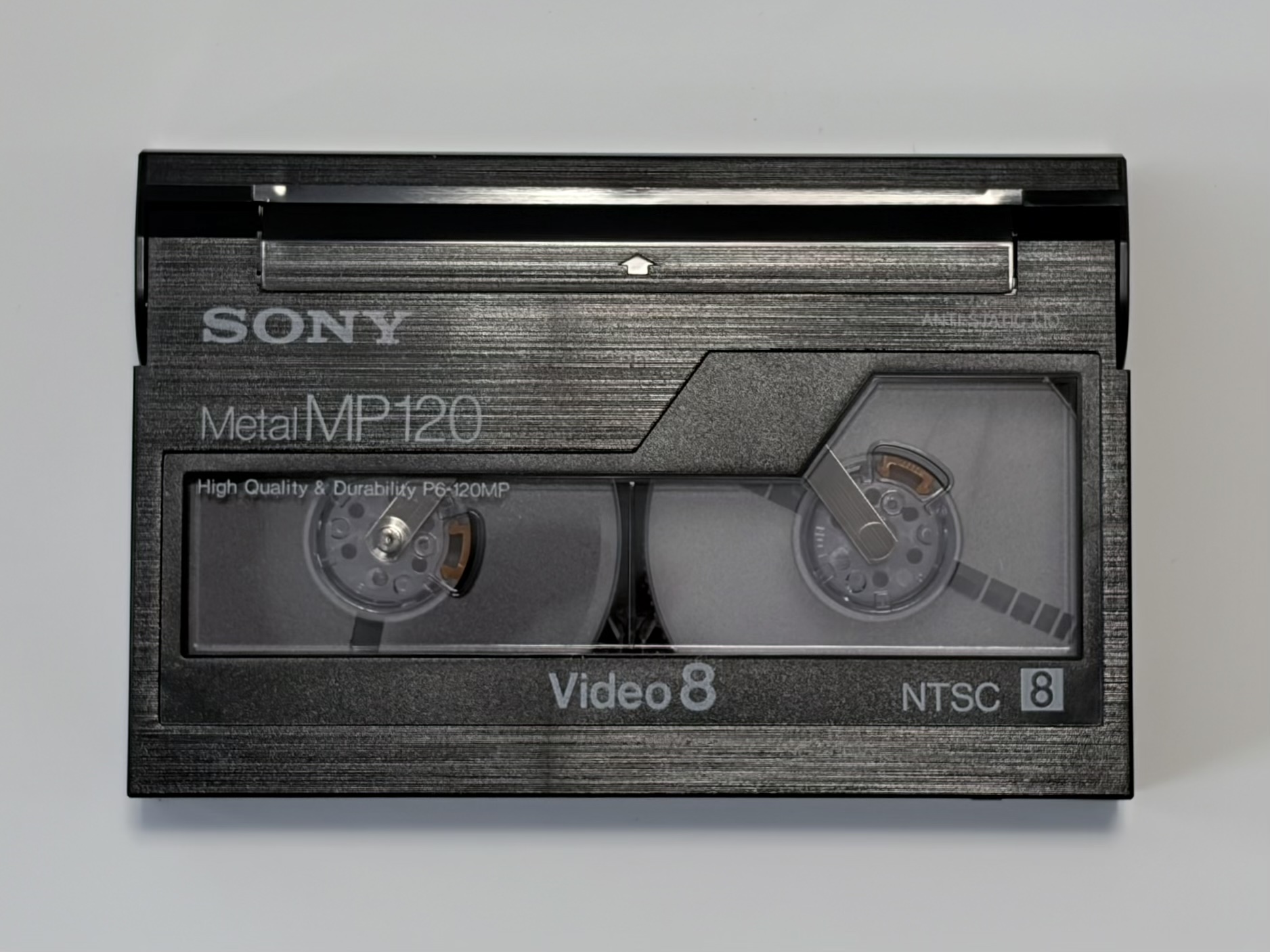 A Video8 camcorder tape on a white background