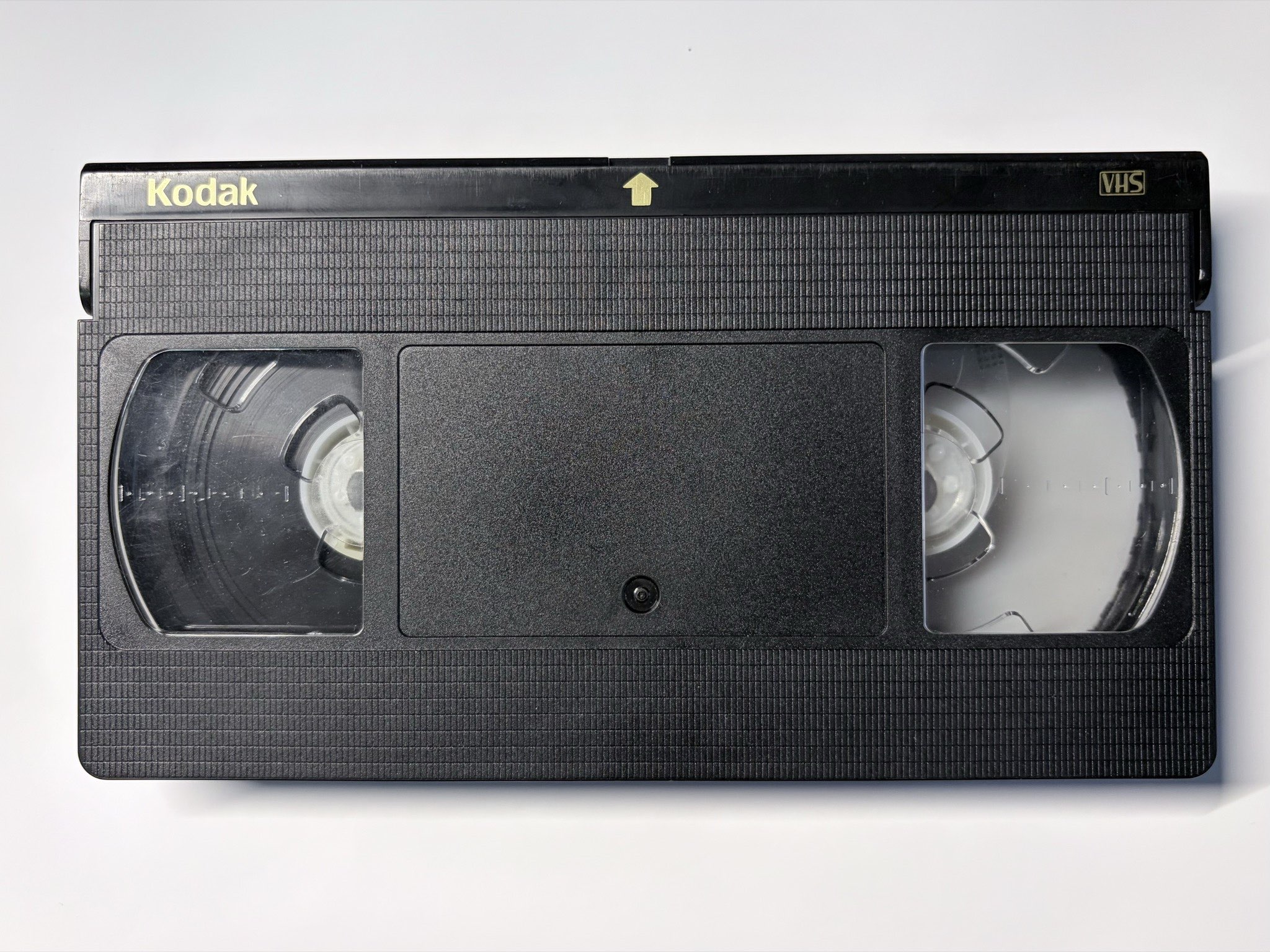 A VHS tape on a white background